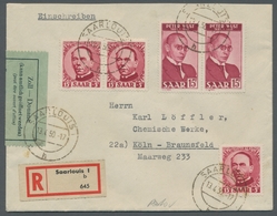 Saarland (1947/56): 1950, "Kolping Und Wust", Je Zwei Waag. Paare Sowie Einzelwert Mi. 289 Als Porto - Cartas & Documentos