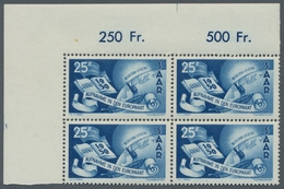 Saarland (1947/56): 1950, "Europarat", Postfrischer Viererblocksatz, Der Kleinwert Als Eckrand Oben - Covers & Documents