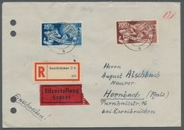 Saarland (1947/56): 1950, "Europarat" Komplett Auf Eil-R-Brief Von SAARBRÜCKEN 3 A 24.10.50 Nach Hor - Cartas & Documentos