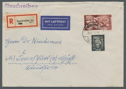 Saarland (1947/56): 1950, "200 Fr. Europarat" Mit Zusatzfrankatur Auf Flug-R-Brief Von "Saarbrücken - Covers & Documents