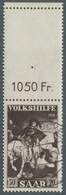 Saarland (1947/56): 1951, "Volkshilfe Mit Durchgezähntem Leerfeld", Sauber Gestempelter Oberrandsatz - Cartas & Documentos