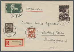 Saarland (1947/56): 1951, "Volkshilfe" Komplett Auf Drei Portorichtigen Belegen, Dabei Ein R-Brief, - Cartas & Documentos