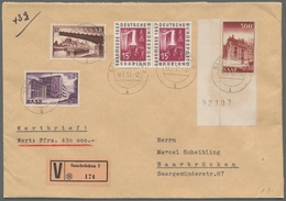 Saarland (1947/56): 1953, "500 Fr. Ludwigskirche Mit Maschinennummer", Bogenecke Mit Zusatzfrankatur - Covers & Documents