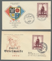 Saarland (1947/56): 1955, "Tag Der Briefmarke"-Partie Von 8 FDC-Umschlägen. Enthalten Sind 6 Schmuck - Covers & Documents