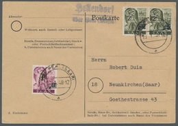 Saarland (1947/56) - Besonderheiten: "Hellendorf über Perl (Saar)", Klarer Abschlag Des Landpoststem - Altri & Non Classificati