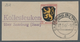 Saarland (1947/56) - Besonderheiten: "Kollesleuken über Saarburg (Saar)", Klarer Abschlag Des Landpo - Otros & Sin Clasificación