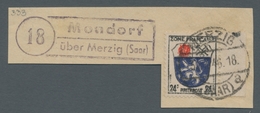 Saarland (1947/56) - Besonderheiten: "Mondorf über Merzig (Saar)", Klarer Abschlag Des Landpoststemp - Other & Unclassified