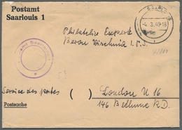 Saarland (1947/56) - Besonderheiten: "Postamt Saarlouis 1" (Not-Hummistempel In Violett), Sauber Neb - Other & Unclassified