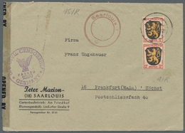Saarland (1947/56) - Besonderheiten: "Saarlouis 1" (aptierter Not-Gummistempel In Rot), Sauber Neben - Other & Unclassified