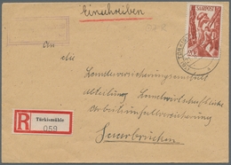 Saarland (1947/56) - Besonderheiten: 18 TÜRKISMÜHLE (SAAR) A 21.6.48, Klarer Abschlag Auf Frank. R-B - Otros & Sin Clasificación