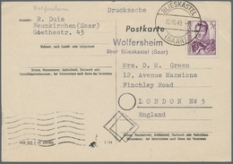 Saarland (1947/56) - Besonderheiten: "Wolfersheim über Blieskastel (Saar)", Klarer Abschlag Des Land - Other & Unclassified