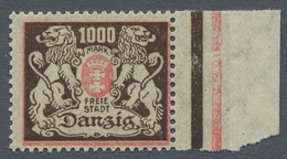 Danzig: 1923; 1000 M. Rot/schwarzbraun Mit Stehendem Wasserzeichen Tadellos Postfrisch Vom Rechten B - Andere & Zonder Classificatie