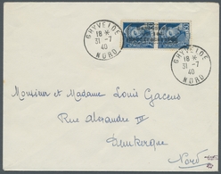 Dt. Besetzung II WK - Frankreich - Dünkirchen: 1940, "50 C. Blau", Senkrechtes Paar Mit Aufdruck Als - Besetzungen 1938-45