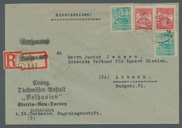 Sowjetische Zone - Mecklenburg-Vorpommern: 1945/46, 12 Pf. 1. Ausgabe 2x Mif. Mit 2x 30 Pf.Abschied - Sonstige & Ohne Zuordnung