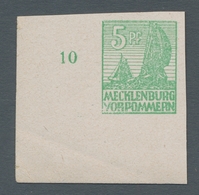 Sowjetische Zone - Mecklenburg-Vorpommern: 1946, "5 Pfg. Mittelgrün", Postfrischer Eckrandwert In Ta - Sonstige & Ohne Zuordnung