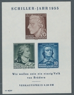 DDR: 1955, "Schillerblock Mit Plattenfehler II", Postfrischer Block In Tadelloser Erhaltung, Gepr. M - Storia Postale