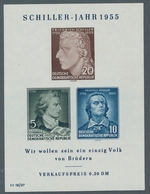 DDR: 1955, "Schillerblock Mit Plattenfehler II", Postfrischer Block In Tadelloser Erhaltung, Gepr. M - Covers & Documents