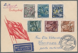 DDR: 1955, "Engels", Die Einzelmarken Aus Block 13 Sauber Gestempelt Auf Erstflugbrief Der Deutschen - Storia Postale