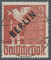 Berlin: 1948, "Schwarzaufdruck", Gestempelter Satz Mit Normalzähnung, Oft Zentrale Entwertung (u.a. - Unused Stamps