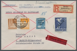 Berlin: 1948, "5 Mk. Schwarzaufdruck" In MiF Mit BI-Zone Und SBZ Auf Orts-Eil-Wertbrief BERLIN-SCHÖN - Unused Stamps