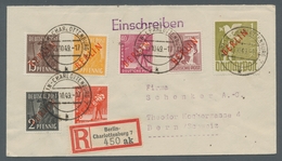Berlin: 1949, Rotaufdruck 14 Werte Kpl. Die 1 Mark Weist Rechts Unten Einen Leicht Kurzen Zahn Auf S - Nuevos