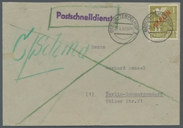 Berlin: 1949, 1 Mk. Rotaufdruck Portoger. Auf Bedarfs-Postschnelldienstbrief, Tempelhof 25.4.49 19.3 - Unused Stamps