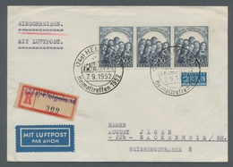 Berlin: 1950, Philharmonie, 30 Pf Als Waager. Dreierstreifen Auf Portoger. Luftpost R-Brief Von Helg - Neufs