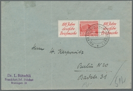 Berlin - Zusammendrucke: 1949, "R 1 A + 20 Pfg. + R 1 A Bauten", Sauber Gestempelt Auf Portorichtig - Zusammendrucke