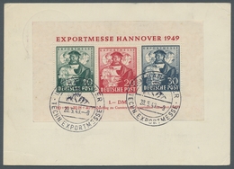 Bizone: 1949, "Hannovermesse-Block Mit 30 Pfg. Schwarzviolettultramarin", Rückseitig Als Portorichti - Sonstige & Ohne Zuordnung