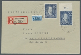 Bundesrepublik Deutschland: 1951, 30 Pf. Pestalozzi 2 Werte, 1x Oberrand, Gut Gezähnt, Als Portoger - Cartas & Documentos