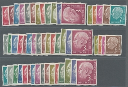 Bundesrepublik Deutschland: 1954, Heuss I, 5 Farbfrische Postfrische Sätze (1x 40 Pfg Mit Zahnfehler - Covers & Documents