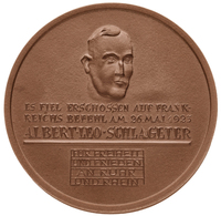 Medaillen Deutschland - Personen: SCHLAGETER; 1933, Große Braune Porzellanmedaille (Durchmesser Ca. - Altri & Non Classificati