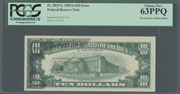 United States Of America: 1969, "Ten Dollar" Series A, Plate F 119 With Partial Double Printing Upsi - Altri & Non Classificati