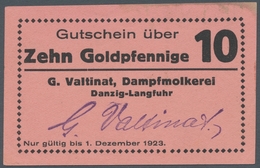 Deutschland - Notgeld - Ehemalige Ostgebiete: DANZIG; 1923, Notgeldschein über 10 Goldpfennige Der G - Otros & Sin Clasificación