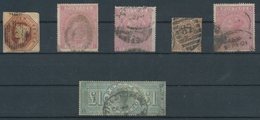 Großbritannien: 1847-1891, Used Lot Of Six Better Values On Stockcards In Varied Condition With Mi.- - Otros & Sin Clasificación