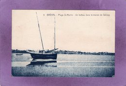 Delcampe - 50 BREHAL Plage St Martin Un Bateau  Dans Le Marais Des Salines - Brehal