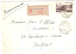 COURTAVON Haut Rhin Lettre Recommandée 50 F Mont Gerbier De Jonc Yv 843 Ob 1 12 1949 Agence Postale Hexagone Lautier F7 - Handstempel