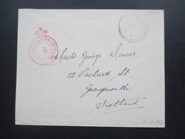 British Forces In Egypt 1935 Rückseitige Marke Auf Beleg Nach Schottland Roter Stempel Egypt Postage Prepaid - Cartas