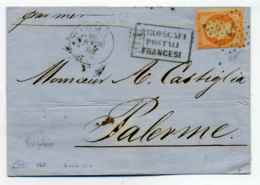 Paquebot De La Meditérannée : DUPLEIX + Ancre Sur YT N°16 + Piroscafi Postali Francesi / Pour Palerme / 1864 - 1849-1876: Classic Period