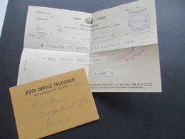 GB 20.Feb.1945 Post Office Telegram Mit Originalumschlag! Aus Rowsley / Crewe Town B.O. Crewe Cheshire - Storia Postale