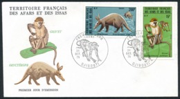 AFARS ET ISSAS FDC 1975 - Obl. 1er Jour Sur Yv. 408 Et 409 Faune: Singe Grivet Et Oryctérope (2 Val.)  ..Réf.AFA23348 - Covers & Documents