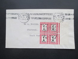 GB Kolonie SWA Postage Due Nr. 43 / Portomarke Im Viererblock Vom Rechten Bogenrand South West Africa / Suidwes Afrika - África Del Sudoeste (1923-1990)