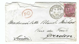 GRANDE BRETAGNE 1873:Lettre LSC De L'Angleterre (Liverpool) Pour La Suisse (Yverdon) Du 9 Juillet 73 - Briefe U. Dokumente