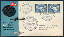 1954 Greenland Denmark SAS First Flight Cover. Stromfjord Copenhagen. Polar Bear - Brieven En Documenten