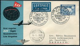 1954 Greenland Denmark SAS First Flight Cover. Stromfjord Copenhagen. Polar Bear - Covers & Documents