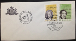 San Marino, Uncirculated FDC, "Music", "Johann Sebastian Bach", "Vincenzo Bellini", 1985 - Briefe U. Dokumente