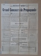 FEUILLE JOURNAL PUBLICITE ECOLE A.B.C. GRAND CONCOURS DE PROPAGANDE -ANNEE 1930 -35 - Reclame