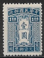 China, Taiwan 1948. Scott #J1 (M) Numeral Of Value - Postage Due