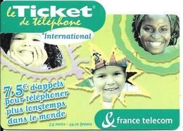 TICKET TELEPHONE-FRANCE- PU64G-7,5€-International-Varieté Manque Couleurs Foncé-TBE-Légérement Gondolé-RARE - FT