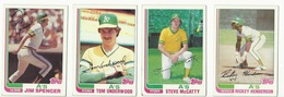 1982 TOPPS BASEBALL CARDS - OAKLAND A’s – MLB – MAJOR LEAGUE BASEBALL – LOT OF FOUR - Lotes